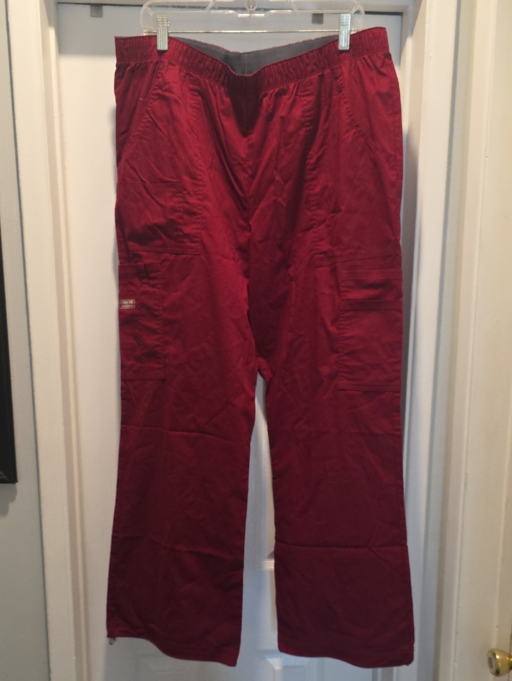 Cherokee Burgundy Cargo Scrub Pants